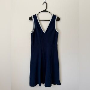 Tory Burch Navy Blue V-Neck Midi Dress